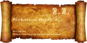 Mirkovics Metód névjegykártya